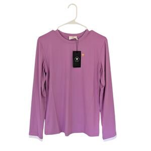 NWT The TackHack Purple Kate Cuffed Horse Riding Shirt Women Size L Equestrian